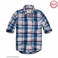 heren abercrombie fitch plaid lang overhemd moose logo lichtrood blauw Overhemd Knutselen jr9jb583